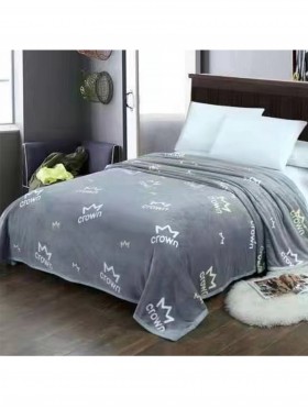 Crown Cat Design Embroidered Microfiber Soft Printed Flannel Blanket (with gift packaging) 
